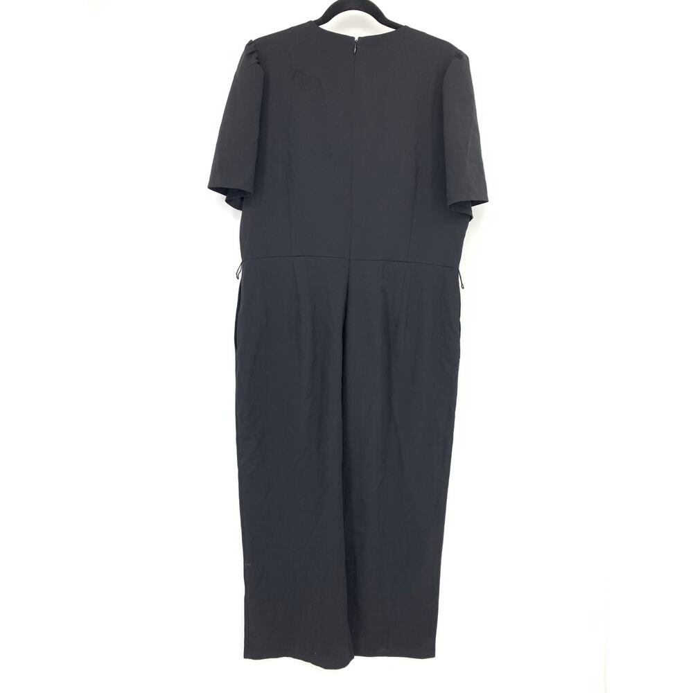 Lark & Ro Short Sleeve Wide Leg Jumpsuit Womens Size 16 Solid Black NEW *NO BELT - Picture 2 of 7
